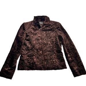 Giancarlo Ferrari Womens Vintage Brown Faux Fur Mob Wife Full Zip Jacket Sz 4